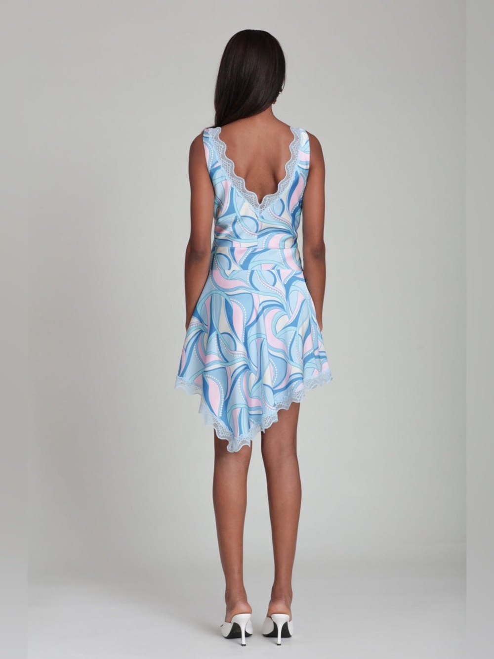Avec Les Filles Paisley Satin Lace Trim Bias Mini Dress | 6 - Picture 14 of 14